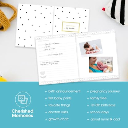 Pearhead Hello Baby First 5 Years Memory Book - color: Polka Dot Hello Baby Memory Book