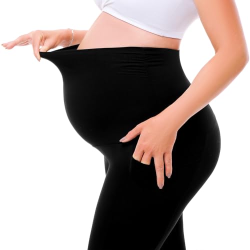 Walifrey Maternity Flared Leggings Yoga Pants - color: Navy Blue, size: Large