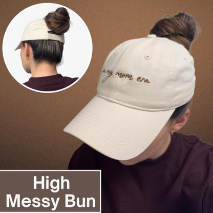 in My Mom Era Hat, Beige Baseball Cap Ponytail Cap