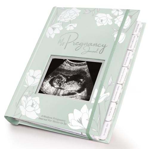 Pregnancy Journal, Pregnancy Announcements, 80 Pages Hard Cover Book (Sage) - color: Sage