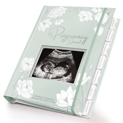 Pregnancy Journal, Pregnancy Announcements, 80 Pages Hard Cover Book (Sage) - color: Sage