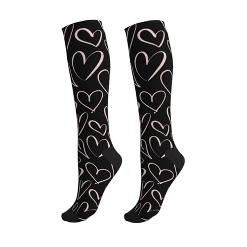 Compression Socks Knee High Support Stockings Women Men - color: Pink Heart