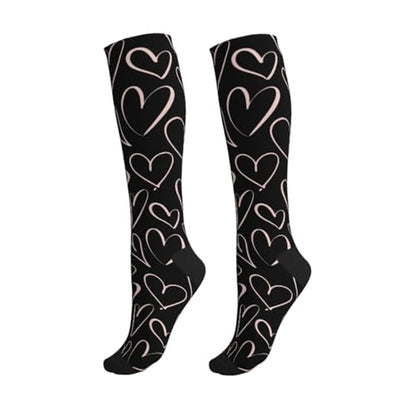 Compression Socks Knee High Support Stockings Women Men - color: Pink Heart