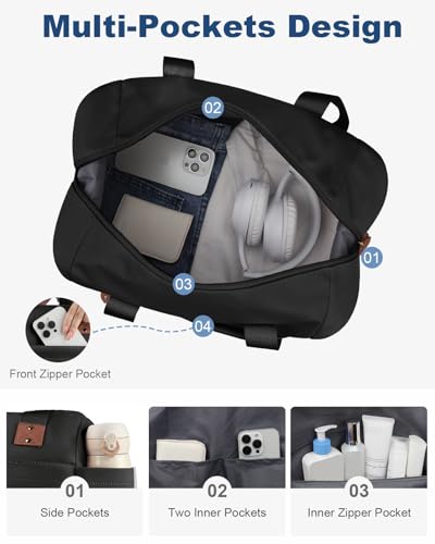 Pritent Travel Duffle Bag, Weekender Overnight Personal Item Carry On Bag - color: Black, size: Large