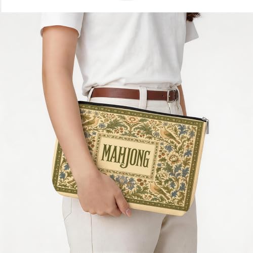 William Morris Floral Mahjong Tile Bag Bird Makeup Bag (Case Only) - color: Multicolor 1814