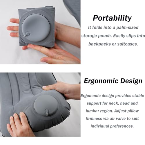 2 Pack Inflatable Camping Pillow, Ultralight Travel Air Pillows (Grey) - color: 2 X Grey