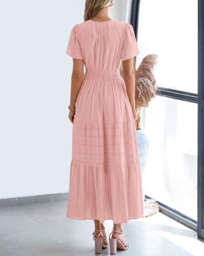 BTFBM Womens Summer 2026 Casual Maxi Dresses - color: Bean Paste Pink, size: XX-Large