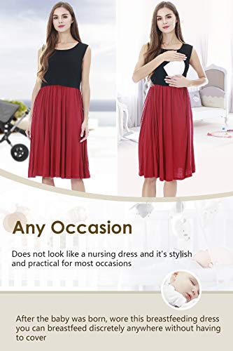 Smallshow Women's Sleeveless Nursing Dresses - color: Black-wine, size: Small