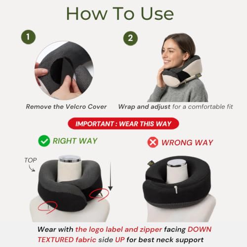 Travel Neck Pillow for Airplanes, Bamboo Charcoal Memory Foam - color: Deep Gray