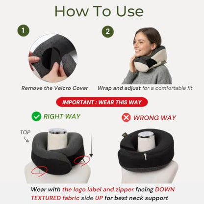 Travel Neck Pillow for Airplanes, 360° Chin Support, Deep Gray - color: Deep Gray