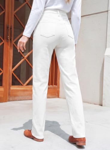 BLENCOT Womens Maternity Jeans Elastic Waist Stretch Pregnancy Denim Pants - color: White, size: Large