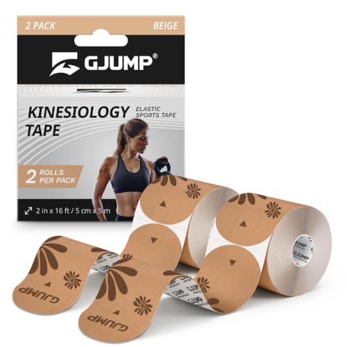 Kinesiology Tape, 40 Count Precut Strips 2 Rolls Original Cotton Tape - color: Beige Floral, size: 2 Rolls