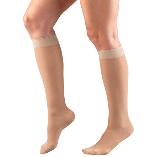 Truform Sheer Compression Stockings, 15-20 mmHg, Women's Knee High Length, Diamond Pattern, Nude, Medium - color: Nude, size: Medium (1 Pair), style: Diamond Pattern