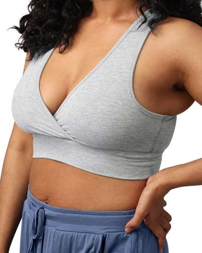 Kindred Bravely French Terry Racerback Nursing & Sleep Bra, Maternity Bra - color: Grey Heather, size: Small