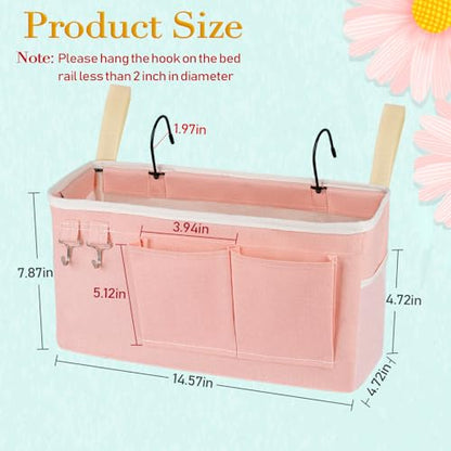 Bedside Caddy Bedside Storage Bag for Headboards/Bunk Bed - color: 2PC Light Pink