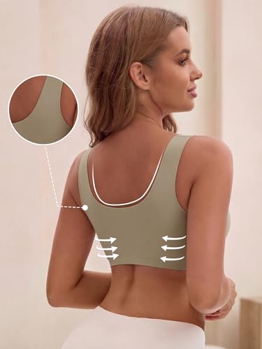 Allegra K Women Nursing Bra Crossover Maternity Pullover Sleep Bralette - color: Light Brown, size: X-Large