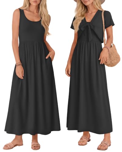 Women's Maxi Sundress Cropped Cardigan Set - color: Black, size: Small
