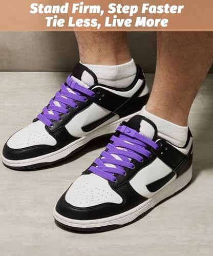 Stepace 2 Pairs Elastic Shoe Laces for Sneakers No Tie Shoelaces for Adults - color: Purple