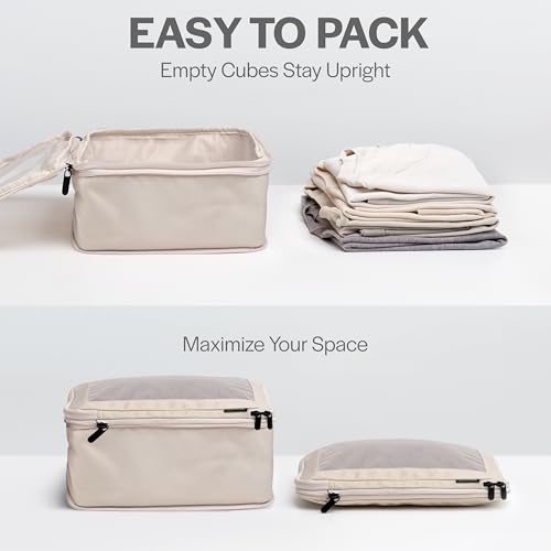 Aerotrunk Compression Packing Cubes for Travel, 2-Pack, Beige - color: Beige, size: 2-Pack