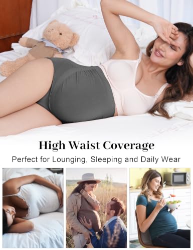 SUNNYBUY Maternity High Waist Underwear, Pregnancy Seamless Soft Panties - color: 2black 2dgrey-4pk, size: Medium