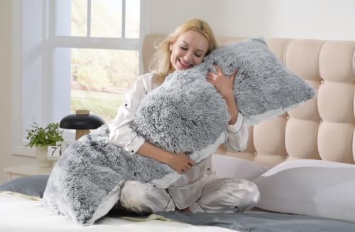 WSOFRLAC Fluffy Full Body Pillow,Long Pillow for Sleep,Gray 20x54 - color: Grey