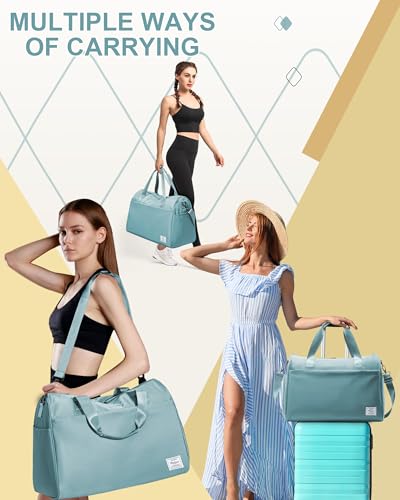 Travel Weekender Bags with Shoe Compartment Overnight Bag Light Blue - color: K4-Light Blue