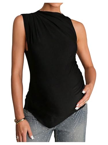 MakeMeChic Women's Maternity Going Out Tops Cute Sleeveless Blouses Tops - size: Large
