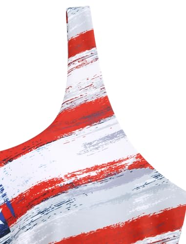 ZAFUL Women's Front Knot Bikini Tops Crop Tankini Bathing Suit Tops Only - color: American Flag 1, size: 3X-Large