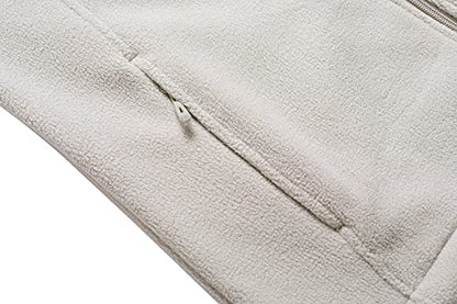 GIMECEN Women's Full Zip Soft Polar Fleece Jacket Outdoor Recreation Coat - color: Beige, size: Small