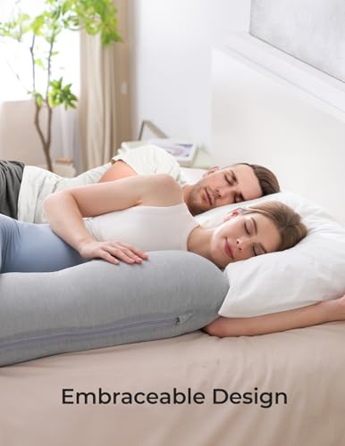 Momcozy J Shaped Cooling Pregnancy Pillow, Maternity Pillow for Sleeping - color: Cooling Fabric - Deep Grey