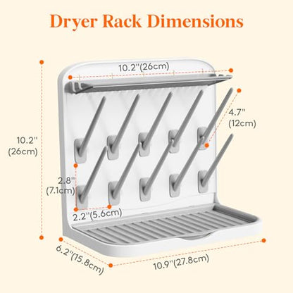 Lifewit 10-Hooks Baby Bottle Drying Rack for Countertop, BPA Free - size: Medium-10 Hooks