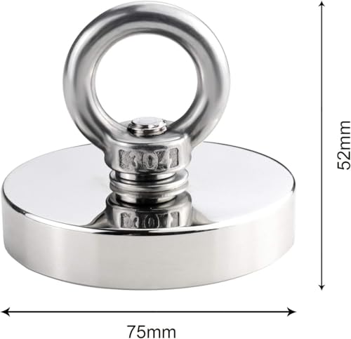 DIYMAG Fishing Magnet, 2.95 Inches Large Strong Magnets for Lifting 2 Pack - size: 75mm(2.95 inches)-2Pack, style: Single Hole