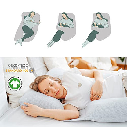 Babymoov XXL B.Love Maternity Pillow - Premium Organic Pregnancy Body Pillow for Sleeping & Side-Sleeping (Oeko-TEX Certified)