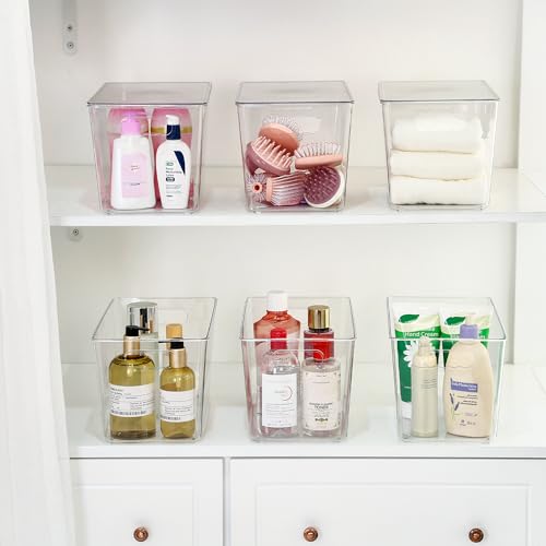 Vtopmart 6 Pack Clear Stackable Storage Bins with Lids and Handles, XLarge - size: XL(13"L x 7.4"W x 7"H)