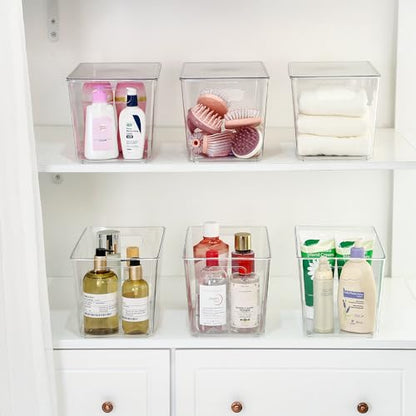 Vtopmart 6 Pack Clear Stackable Storage Bins with Lids and Handles, XLarge - size: XL(13"L x 7.4"W x 7"H)