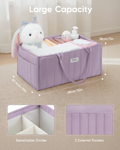 Maliton Baby Diaper Caddy Organizer for Changing Table, Portable, Purple - color: Purple