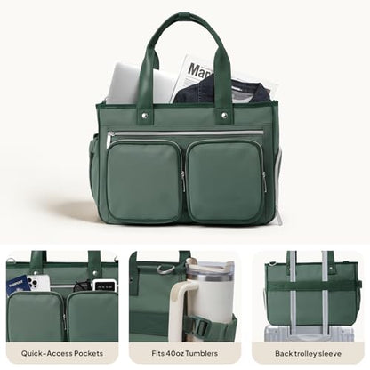 TOPEAST Work Tote Bag for Women with Insulated Lunch Compartment - color: Green