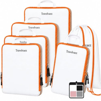6 Set Large Compression Packing Cubes for travel. - color: White