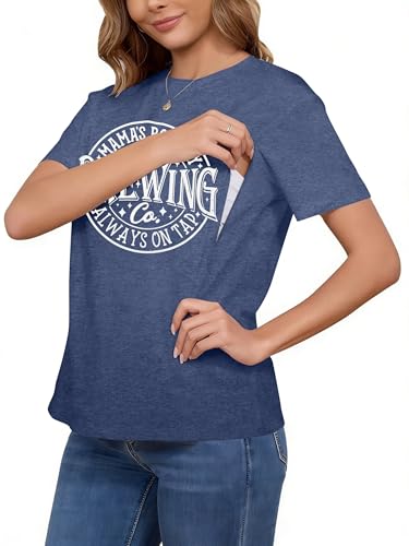 Women Nursing Shirts for Breastfeeding Friendly Zip Nursing Tops Mama Shirt - color: Blue, size: Medium