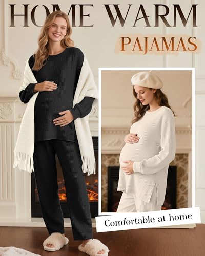 3 Pack Women's Maternity Waffle Knit Shirts - color: Khaki, Apricot, Black, size: XX-Large
