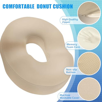 BlissTrends Donut Pillow Seat Cushion, Memory Foam Lifting Cushions - color: Khaki, size: XX-Large