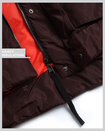 Steve Madden Womens Winter Jacket, Midlength Puffer Parka Coat, Sherpa Hood - color: Brown, size: Medium