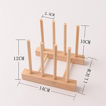 Bamboo Wooden Dish Rack Drying for Kitchen Dish/Plate/Bowl/Cup/Pot Lid/Book - size: Small