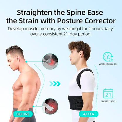 Posture Corrector for Women and Men Upper Pain Relief, Black, XL - size: X-Large (Waist 31"-39")