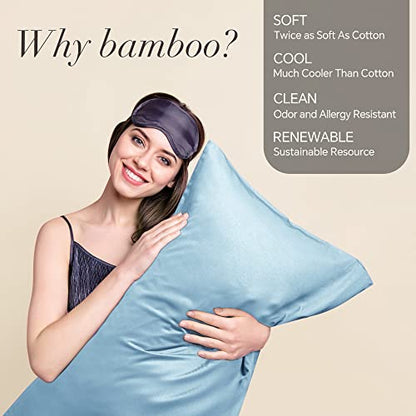 BEDELITE Pillow Cases Standard Size 2Pcs, Rayon Derived from Bamboo, Blue - color: Blue, size: 2 Pack Standard（20"X 26"）