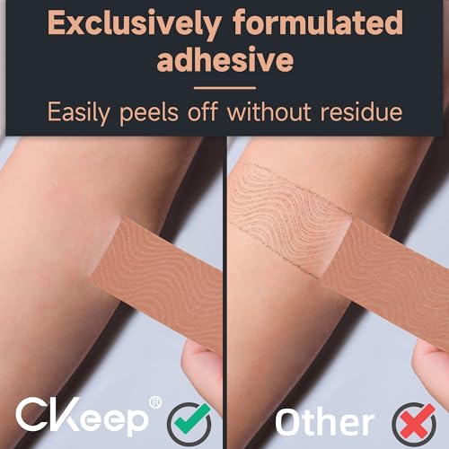 CKeep Kinesiology Tape, Uncut Premium Elastic Athletic Tape 2 Rolls, Beige - color: Beige, size: 2 Rolls