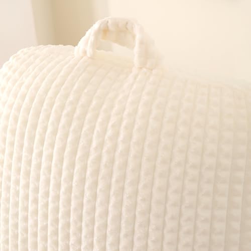 Reading Pillow with Arms for Sitting in Bed,Backrest,White Flannel,M - color: Cream, size: Standard(17")