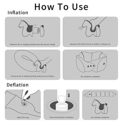 InfInflatable Travel Neck Pillow Built-in Pump & Cute Storage Bag - color: Blue