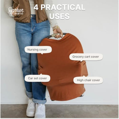 Parker Baby Co. Multi-Use Cover - Carseat Cover, Nursing Cover - Clay - color: Clay