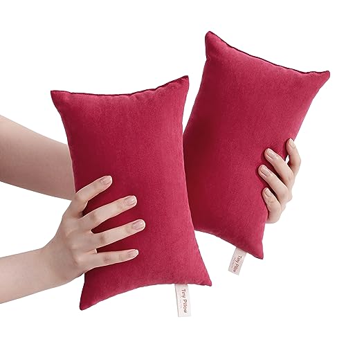 BEDSUM Plush Mini Pillows, 11 x 7, Microfiber, 2 Pack, Red - color: Red, size: 11x7 inches